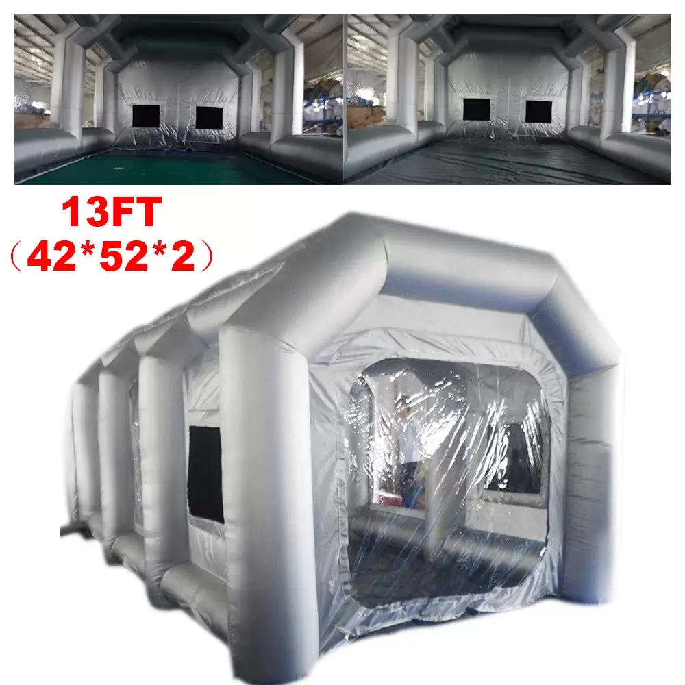 Portable Spray Booth 4x2.5x2.2m with Clear Window and Air Filtration PVC Oxford Fabric Tent 4*2.5*2.2m for Car Painting