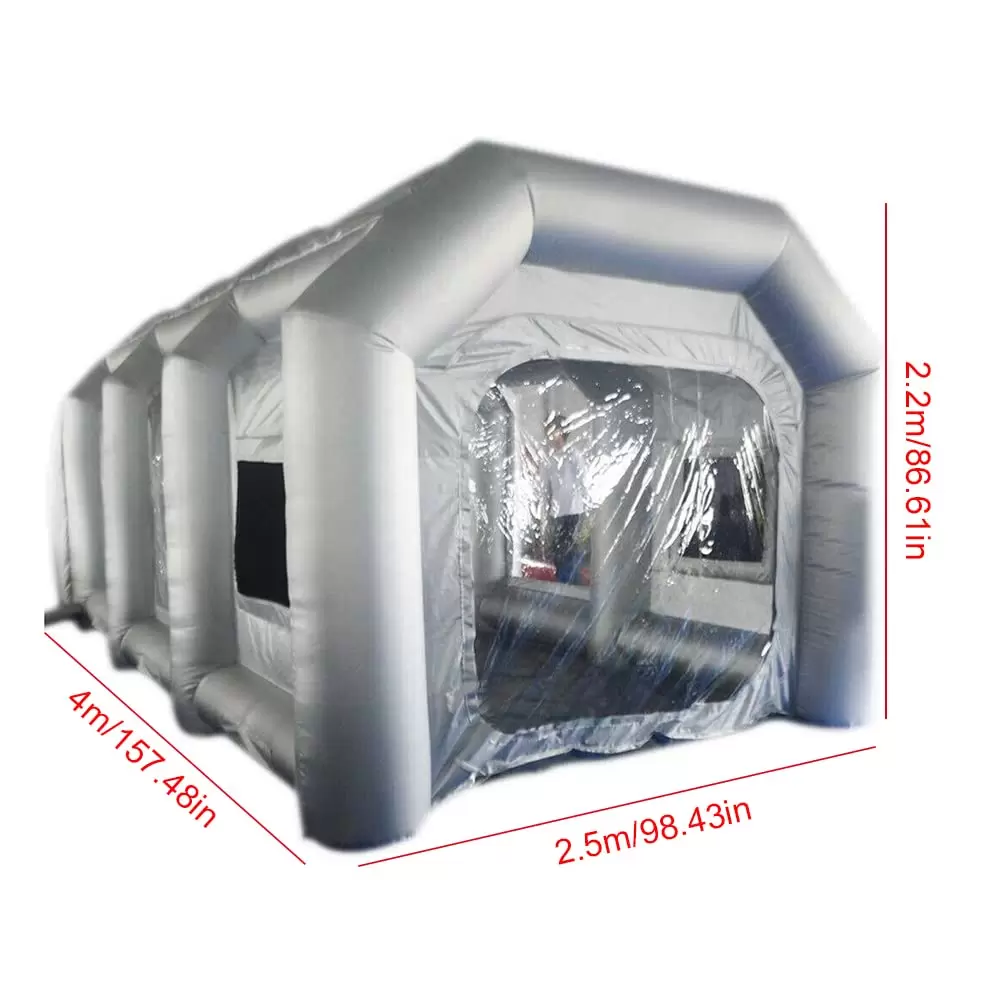 Portable Spray Booth 4x2.5x2.2m with Clear Window and Air Filtration PVC Oxford Fabric Tent 4*2.5*2.2m for Car Painting