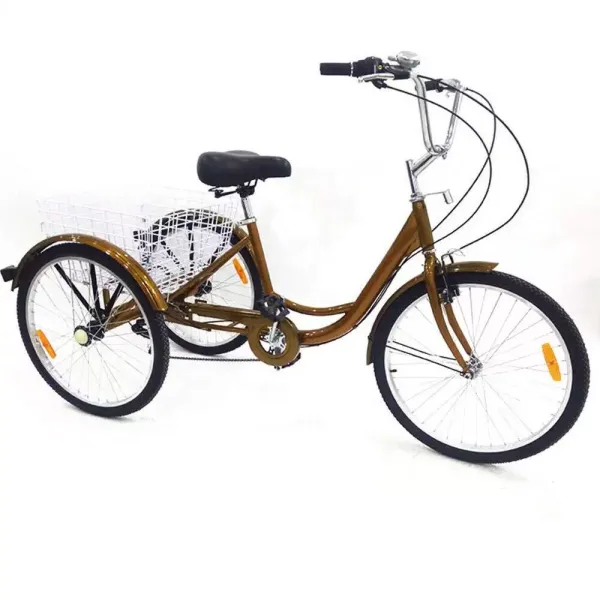 24 Inch With Basket 6 Speed Adult Tricycle Adjustable Handlebar With Backrest For Men Women Elderly Suitable For Small Stores And Supermarkets