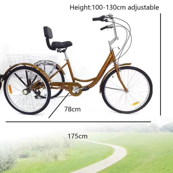 24 Inch With Basket 6 Speed Adult Tricycle Adjustable Handlebar With Backrest For Men Women Elderly Suitable For Small Stores And Supermarkets 24 Inch With Basket 6 Speed Adult Tricycle Adjustable Handlebar With Backrest For Men Women Elderly Suitable For Small Stores And Supermarkets
