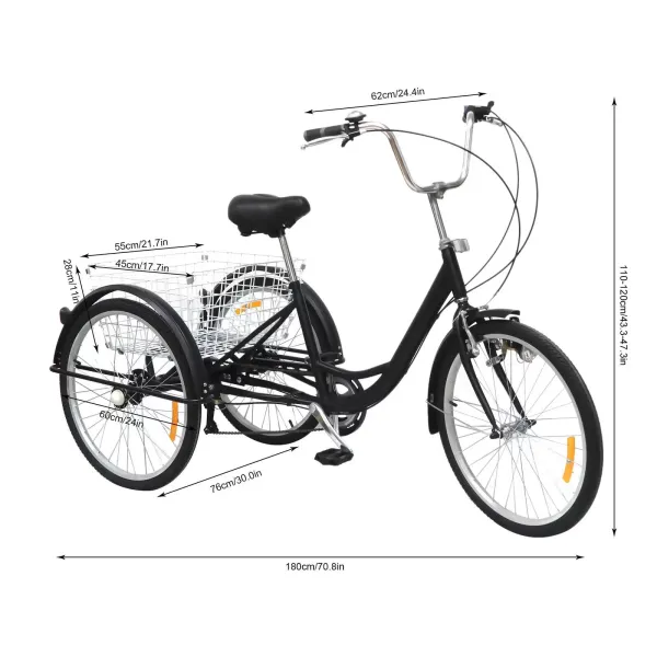 24" Adult Bike Tricycle 6 Speed 3 Wheel Tricycle for Adults and Seniors 24" Adult Bike Tricycle 6 Speed 3 Wheel Tricycle for Adults and Seniors