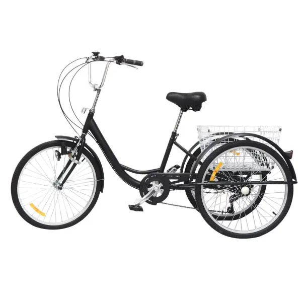 24" Adult Bike Tricycle 6 Speed 3 Wheel Tricycle for Adults and Seniors 24" Adult Bike Tricycle 6 Speed 3 Wheel Tricycle for Adults and Seniors