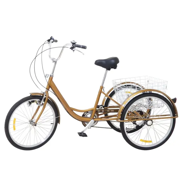 Adult Tricycle 24" Adult Tricycle - 3 Wheel Bicycle for Adults (Gold)