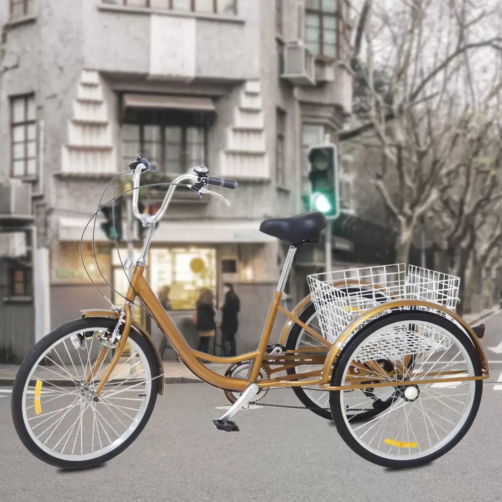 Adult Tricycle 24" Adult Tricycle - 3 Wheel Bicycle for Adults (Gold)
