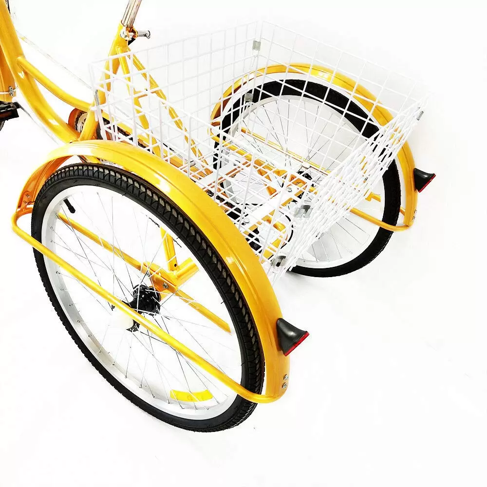 24" Tricycle Senior Bike Height-adjustable Tricycle with 3 Anti-skid and Wear-resistant Wheels Six Speeds Sturdy and Stable for Towns Beaches 24" Tricycle Senior Bike Height-adjustable Tricycle with 3 Anti-skid and Wear-resistant Wheels Six Speeds Sturdy and Stable for Towns Beaches