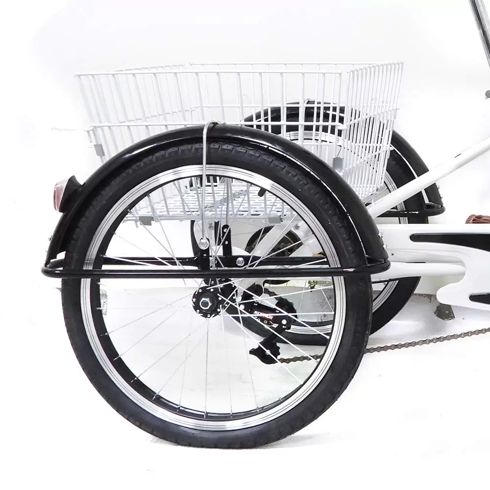 20 Inch 3 Wheels Tricycle Adult Tricycle Single Speed+Basket Bicycle White Bike Safe High-quality Tricycle Bike High-carbon Steel Bike 20 Inch 3 Wheels Tricycle Adult Tricycle Single Speed+Basket Bicycle White Bike Safe High-quality Tricycle Bike High-carbon Steel Bike