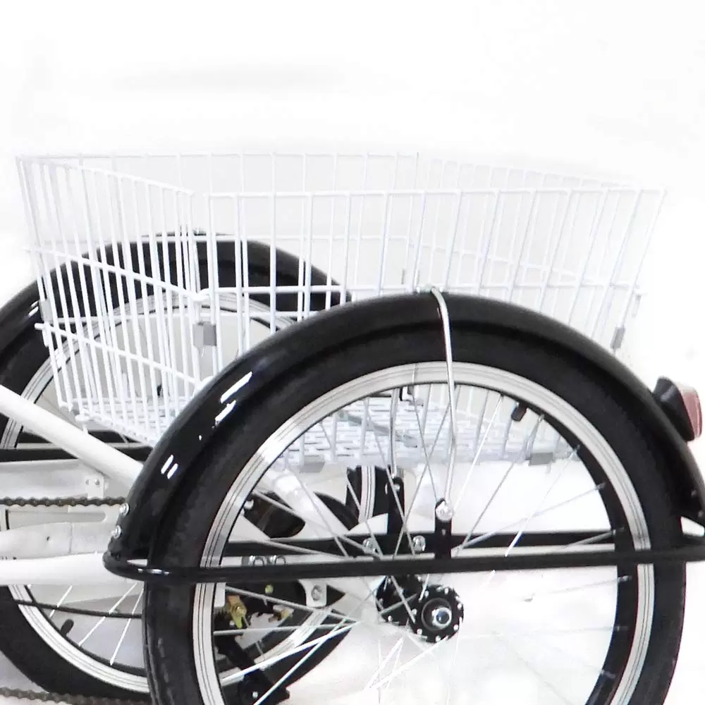 20 Inch 3 Wheels Tricycle Adult Tricycle Single Speed+Basket Bicycle White Bike Safe High-quality Tricycle Bike High-carbon Steel Bike 20 Inch 3 Wheels Tricycle Adult Tricycle Single Speed+Basket Bicycle White Bike Safe High-quality Tricycle Bike High-carbon Steel Bike