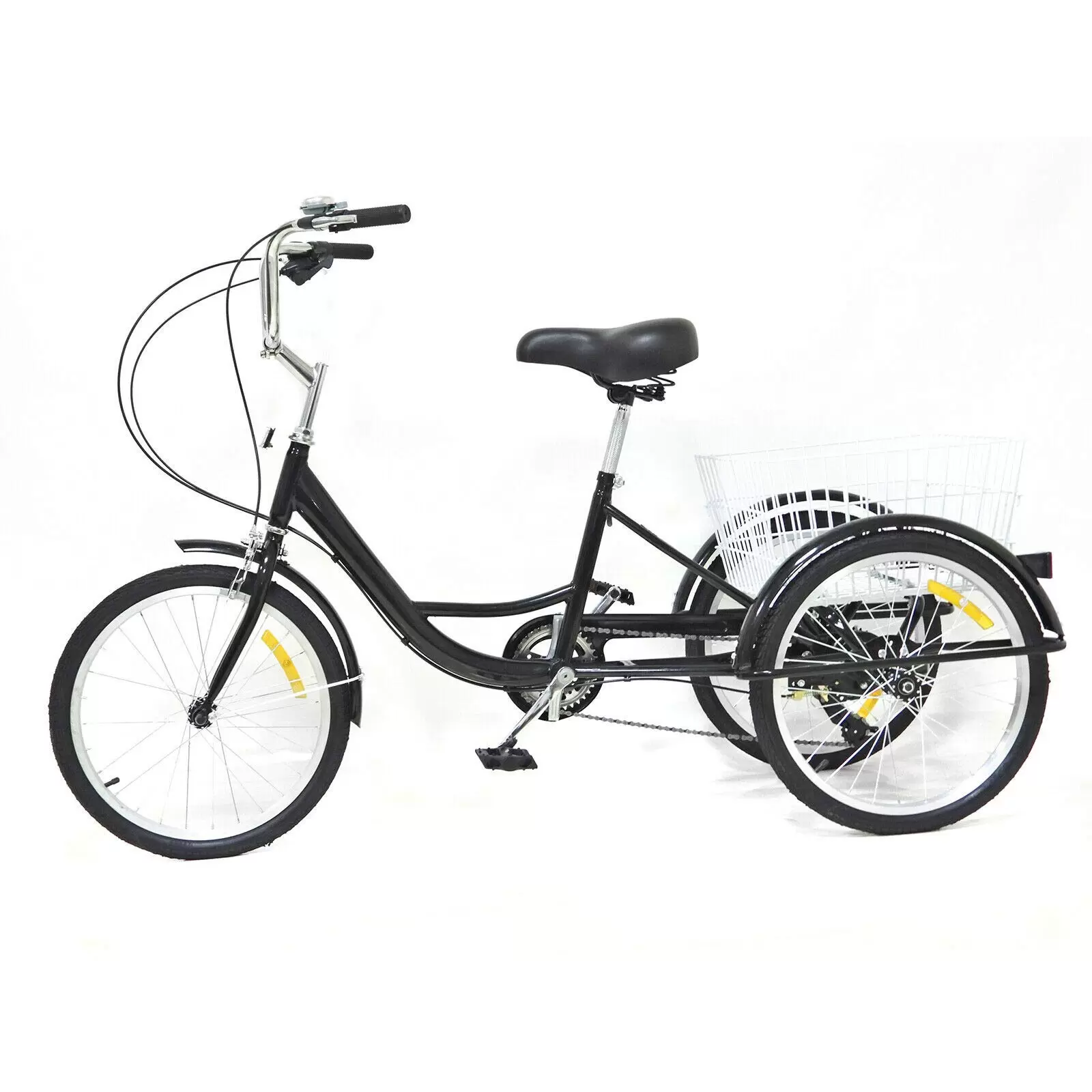 20" Adult Tricycle 8 Speed 3 Wheel Bike w/Basket Anti-skid and Wear-resistant Wheels High-quality High-carbon Steel with Anti-skid Pedals and Handle Black 20" Adult Tricycle 8 Speed 3 Wheel Bike w/Basket Anti-skid and Wear-resistant Wheels High-quality High-carbon Steel with Anti-skid Pedals and Handle Black