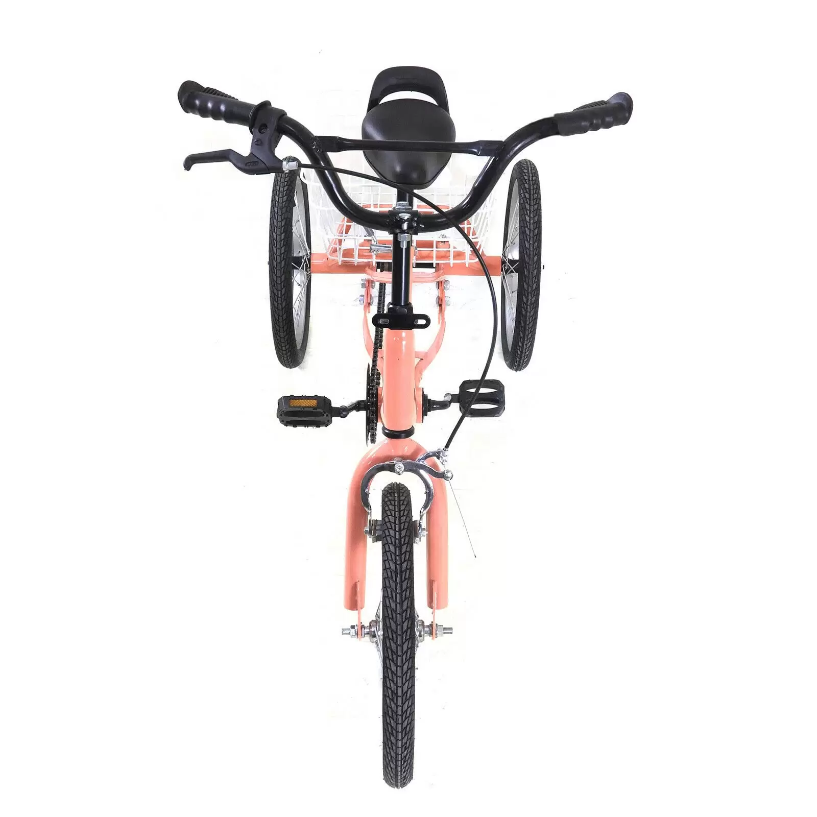 Tricycle Bike 16 Inch Single Speed 3 Wheel Bike, Children's Tricycle with Basket 7-10 Years Old (Light Orange)