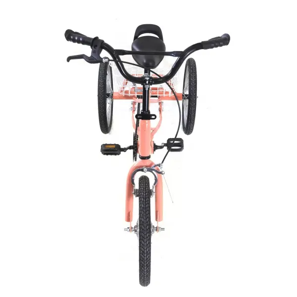 Tricycle Bike 16 Inch Single Speed 3 Wheel Bike, Children's Tricycle with Basket 7-10 Years Old (Light Orange)