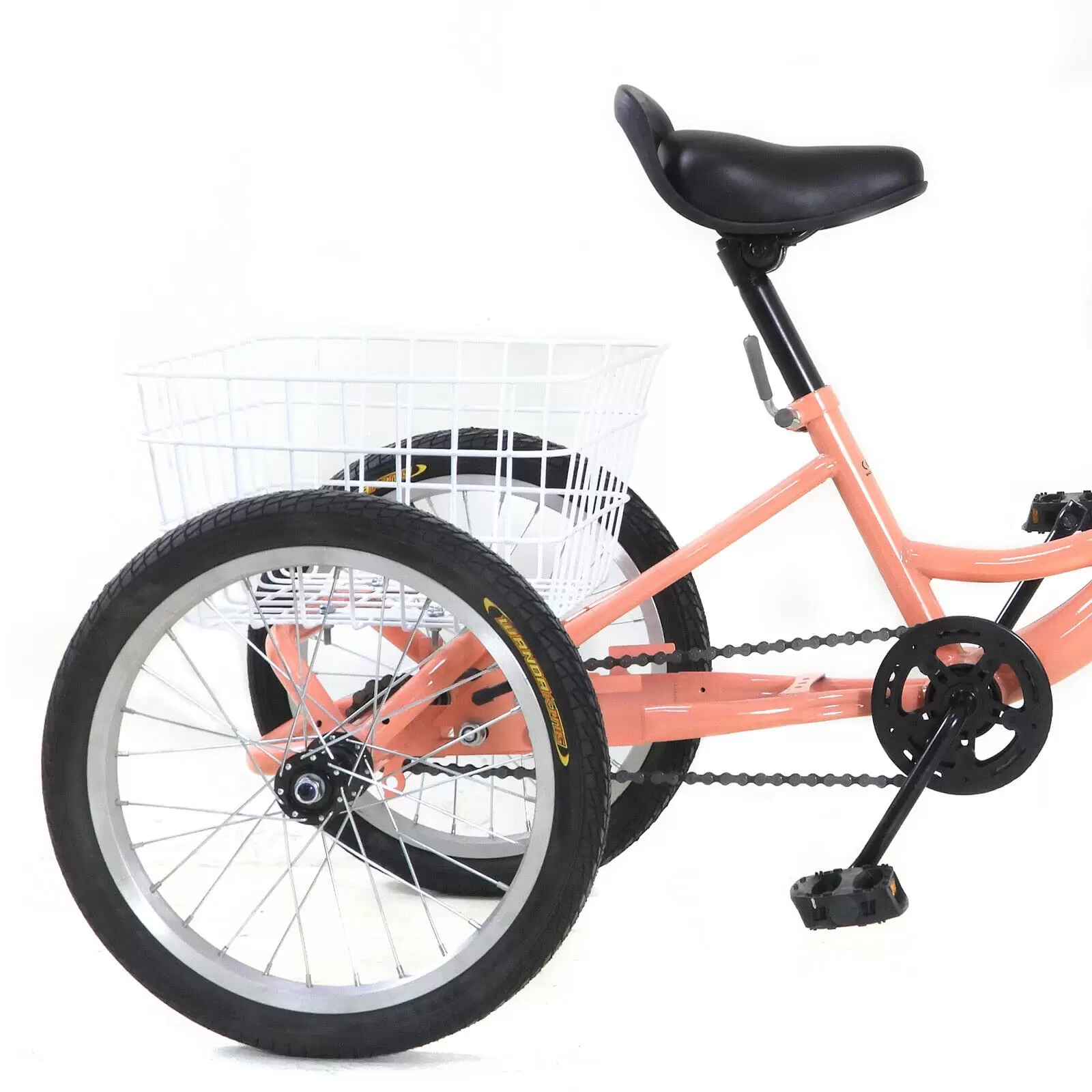 Tricycle Bike 16 Inch Single Speed 3 Wheel Bike, Children's Tricycle with Basket 7-10 Years Old (Light Orange)