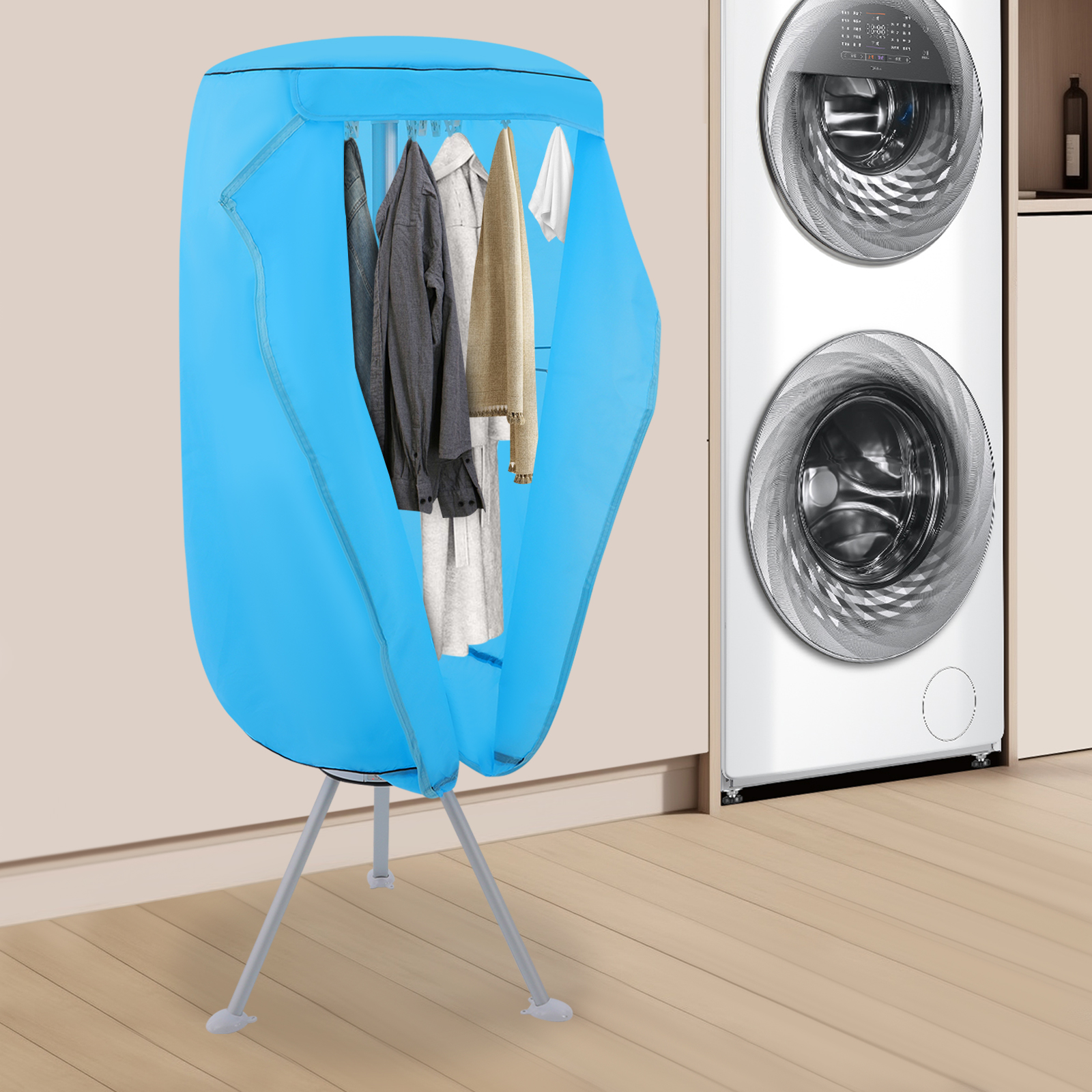 220V Portable Clothes Dryer, Clothes Dryer, 2 Tiers Clothes Dryer for Homes, Apartments - Blue