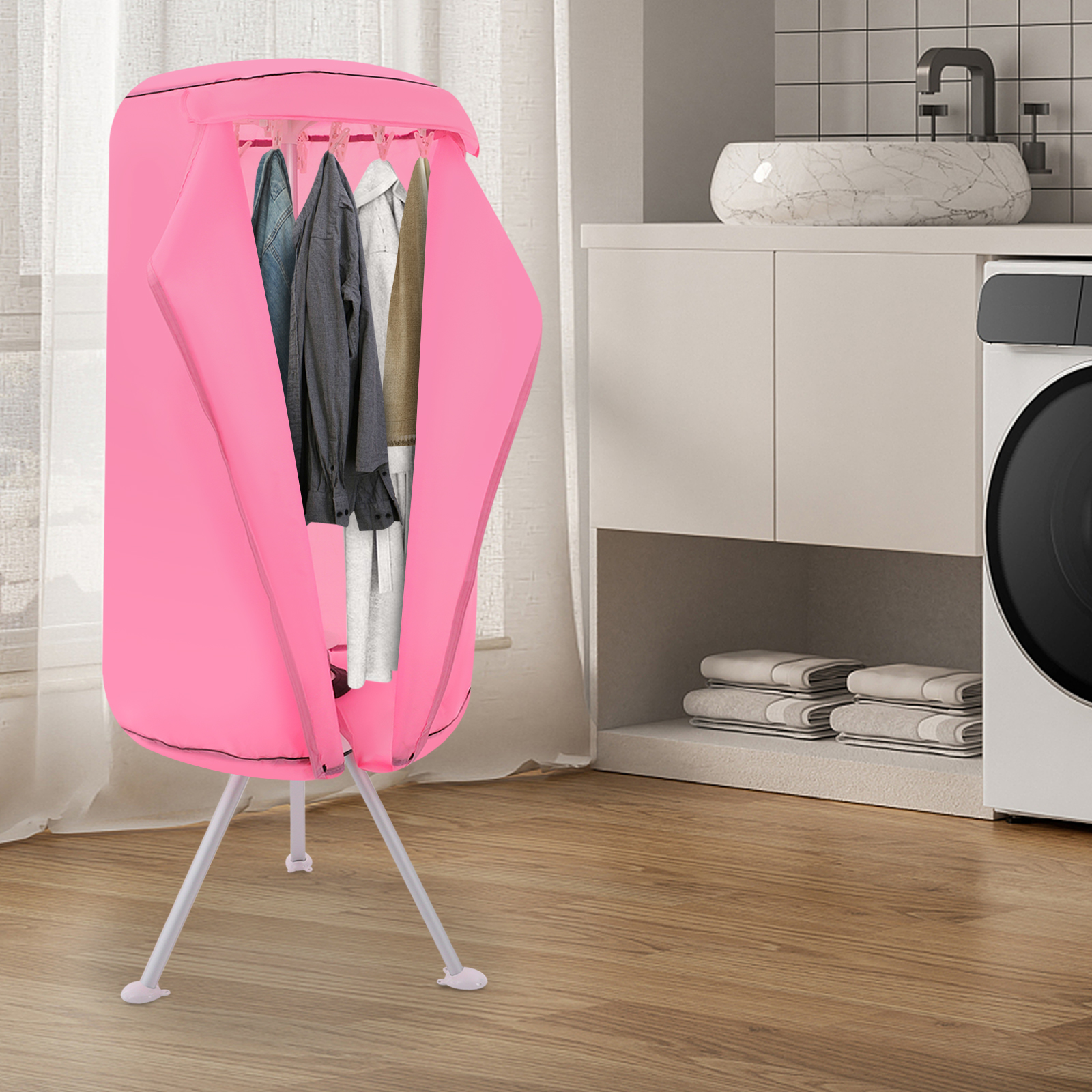 220V Portable Clothes Dryer, Clothes Dryer, 2 Tiers Clothes Dryer for Homes, Apartments - Pink 220V Portable Clothes Dryer, Clothes Dryer, 2 Tiers Clothes Dryer for Homes, Apartments - Pink