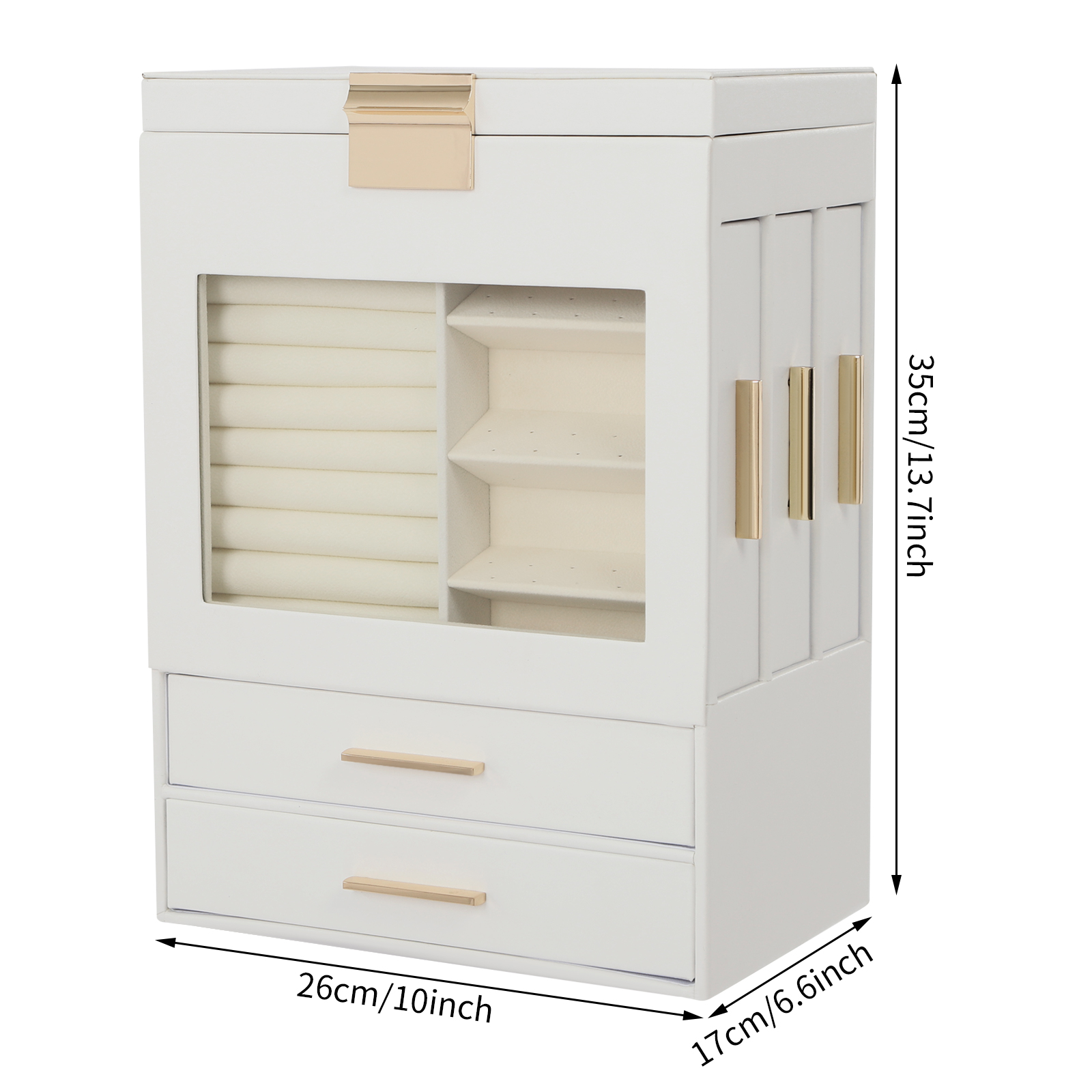 Drawer-style storage box, large capacity jewelry storage box - white