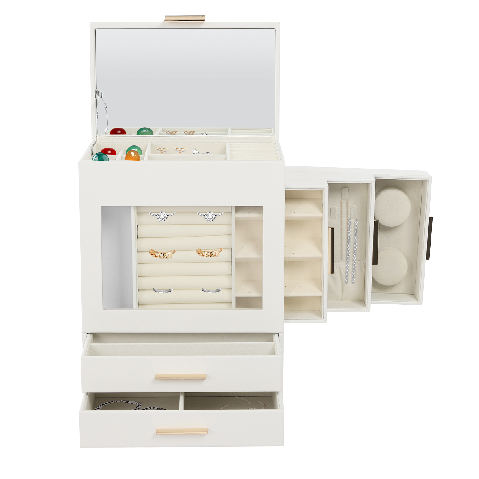Drawer-style storage box, large capacity jewelry storage box - white