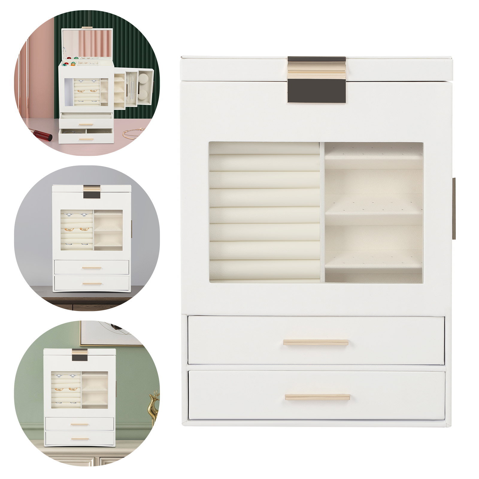 Drawer-style storage box, large capacity jewelry storage box - white