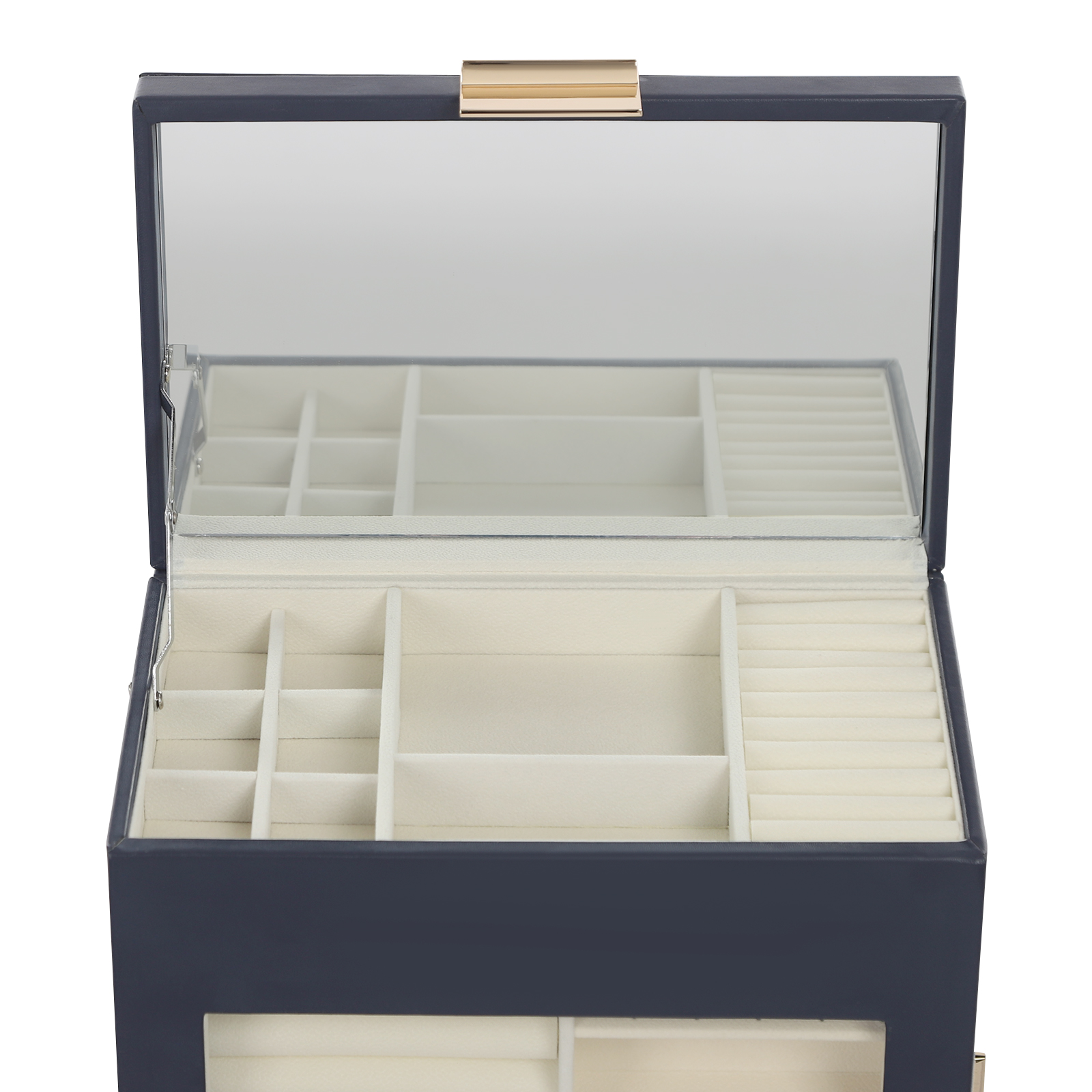 Drawer-style storage box, large capacity jewelry storage box - navy blue