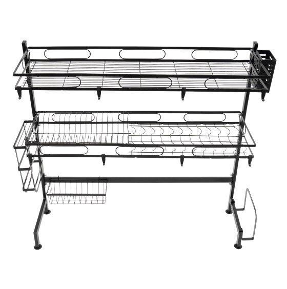 Over-sink dish drainer, 2-tier dish drainer, length 82 cm, black
