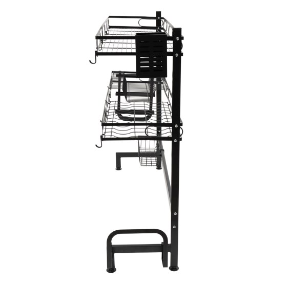 Over-sink dish drainer, 2-tier dish drainer, length 82 cm, black Over-sink dish drainer, 2-tier dish drainer, length 82 cm, black