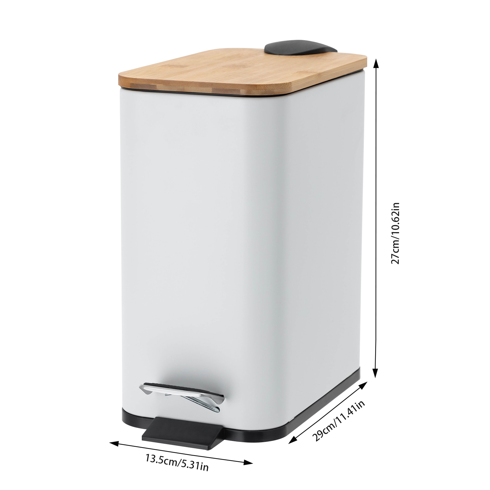 White Kitchen Trash Can with Lid, Close Lid Bathroom Trash Can, Garbage Can