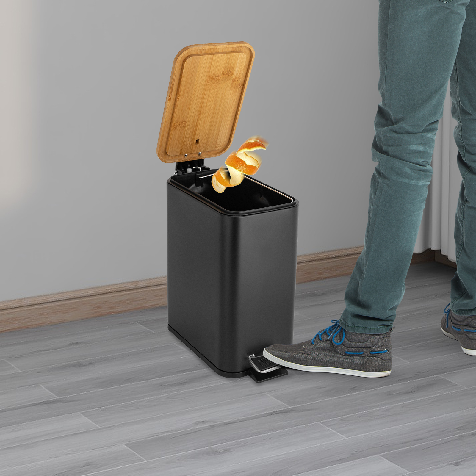 Black Kitchen Trash Can with Lid, Close Lid Bathroom Trash Can, Garbage Can for Bathrooms, Kitchens
