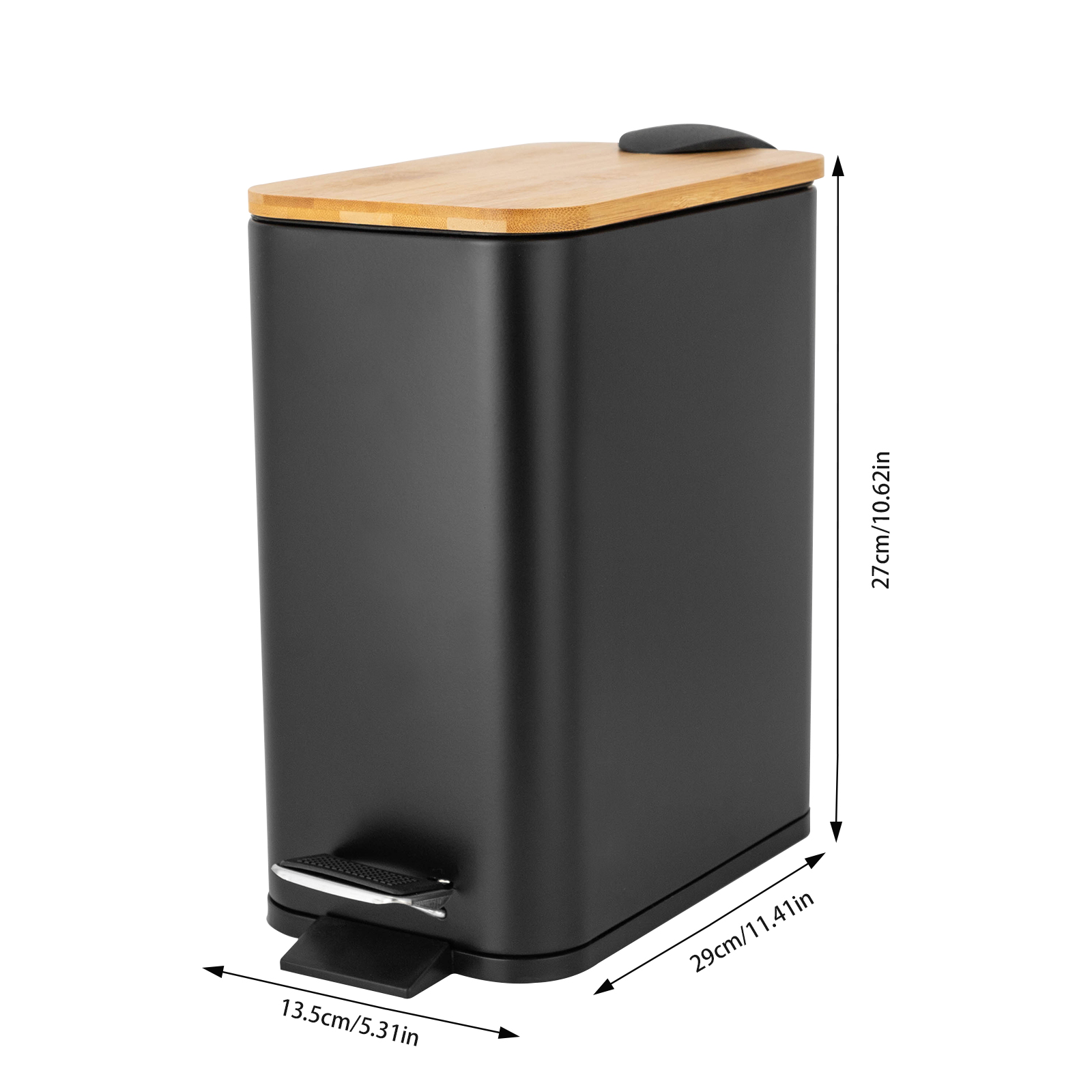 Black Kitchen Trash Can with Lid, Close Lid Bathroom Trash Can, Garbage Can for Bathrooms, Kitchens
