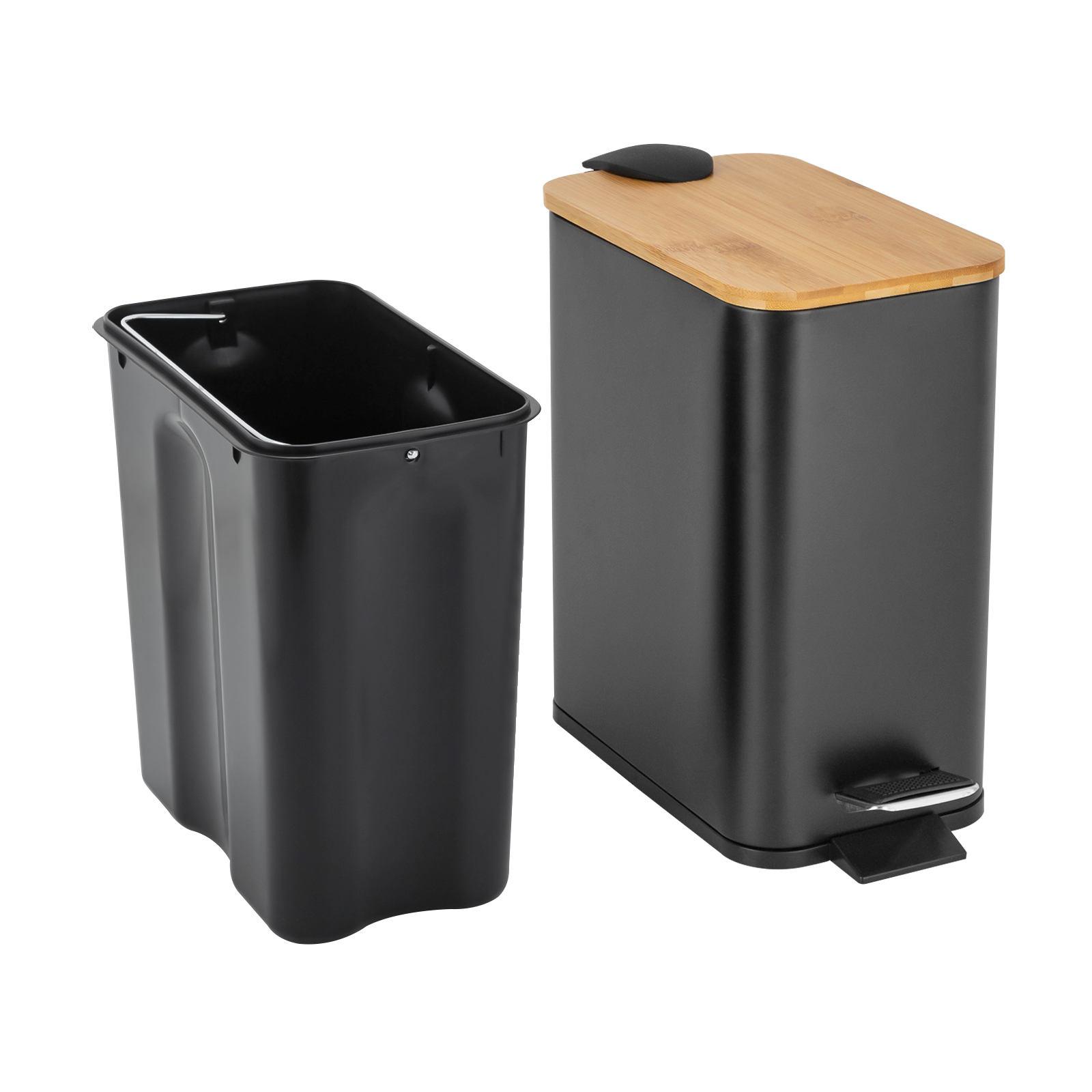 Black Kitchen Trash Can with Lid, Close Lid Bathroom Trash Can, Garbage Can for Bathrooms, Kitchens
