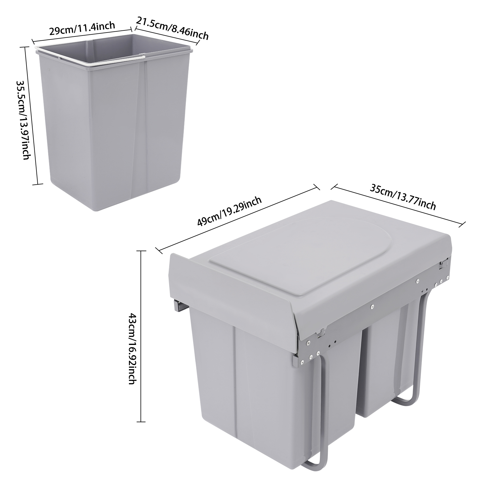 Kitchen Waste Bin, 40L Pullout Recycling Garbage Trash Can, Sliding Kitchen Recycle Waste Bin Kitchen Waste Bin, 40L Pullout Recycling Garbage Trash Can, Sliding Kitchen Recycle Waste Bin