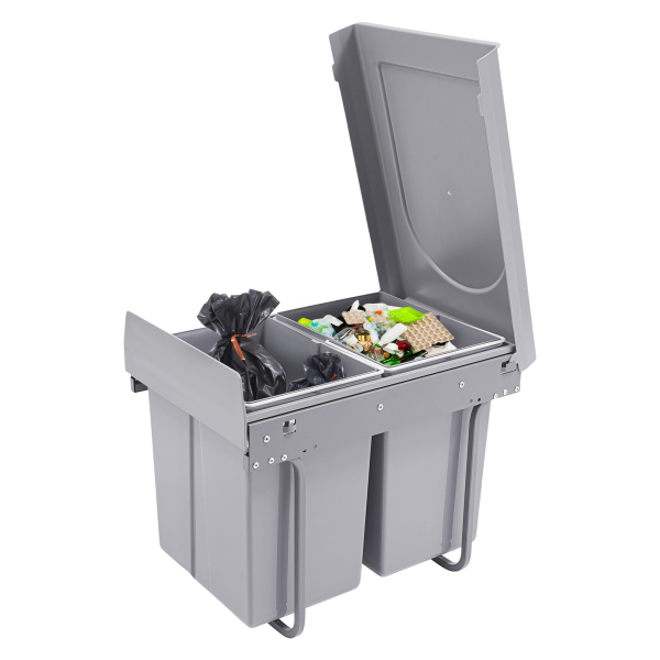 Kitchen Waste Bin, 40L Pullout Recycling Garbage Trash Can, Sliding Kitchen Recycle Waste Bin
