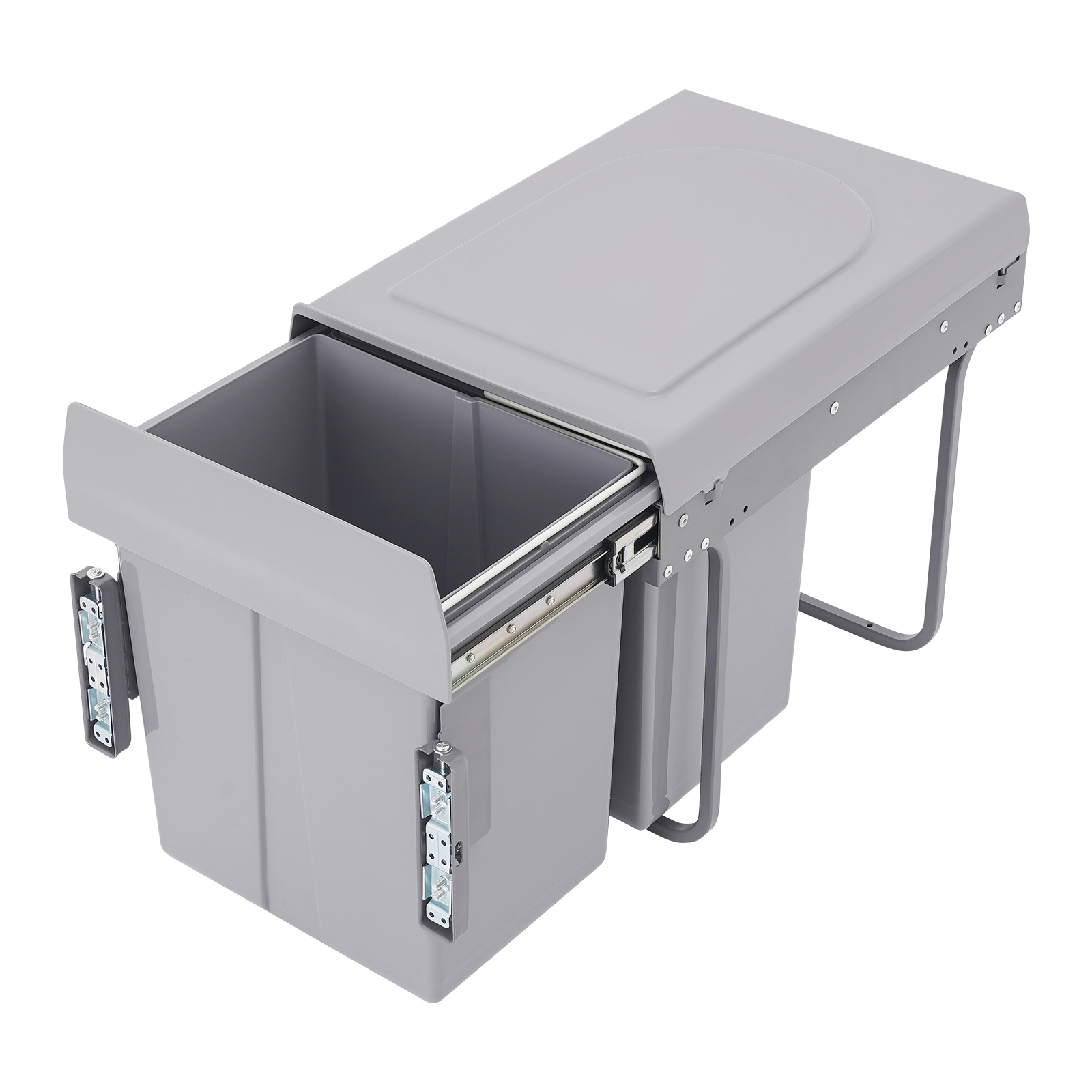 Kitchen Waste Bin, 40L Pullout Recycling Garbage Trash Can, Sliding Kitchen Recycle Waste Bin - 400 Cabinet Double Barrel