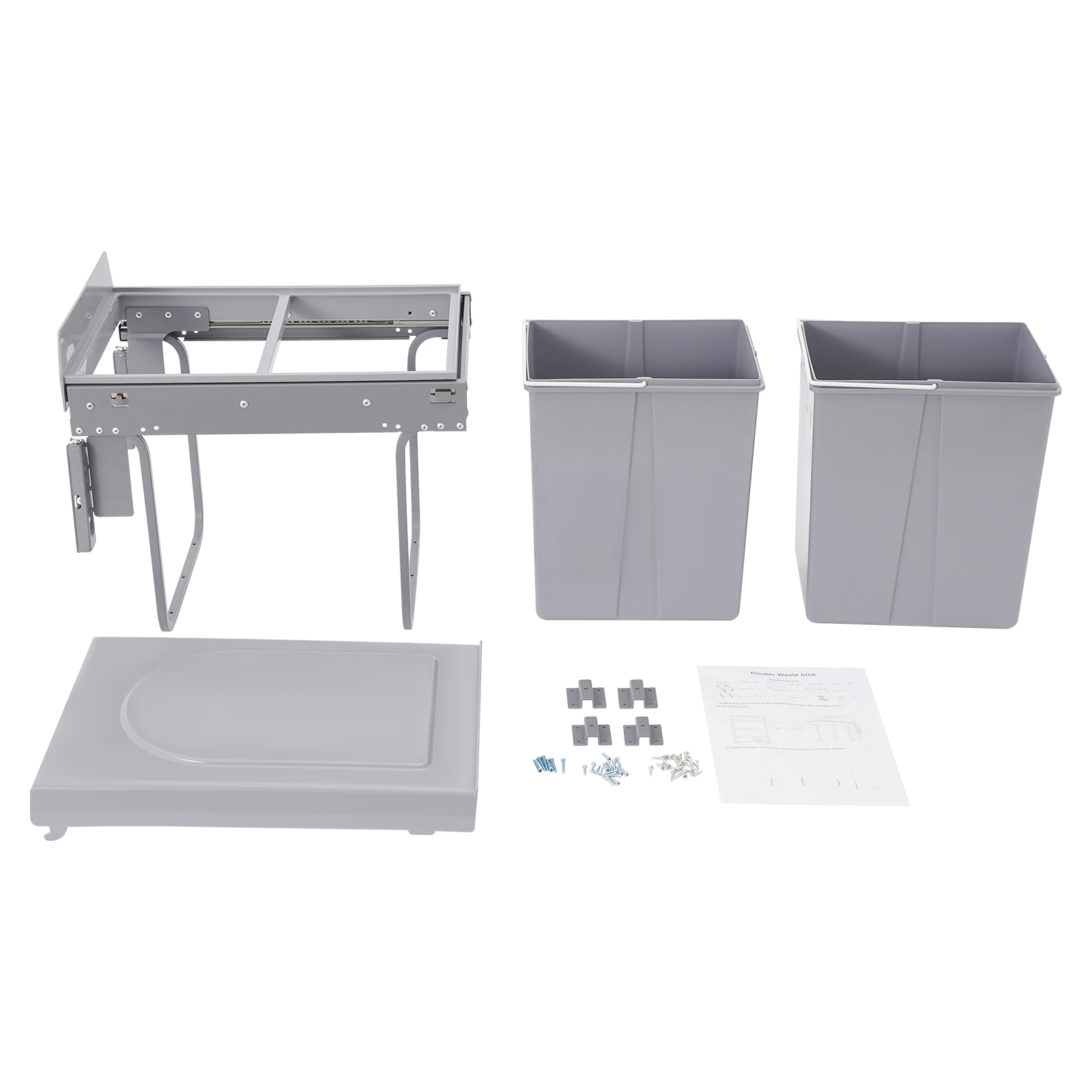 Kitchen Waste Bin, 40L Pullout Recycling Garbage Trash Can, Sliding Kitchen Recycle Waste Bin - 400 Cabinet Double Barrel