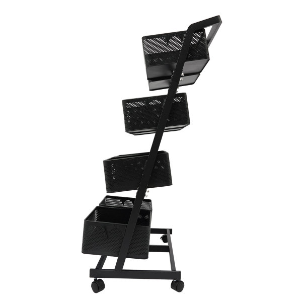 Four-deck Truck Wheeled Truck Utility Truck 4-tier Rolling Cart 60*40.5*110cm Used As A Tool Cart Service Cart Or Organizing Shelf In Offices Black