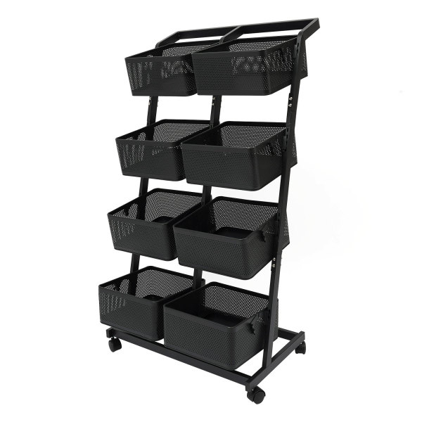 Four-deck Truck Wheeled Truck Utility Truck 4-tier Rolling Cart 60*40.5*110cm Used As A Tool Cart Service Cart Or Organizing Shelf In Offices Black