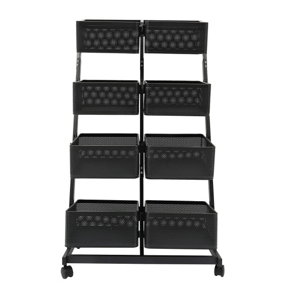 Four-deck Truck Wheeled Truck Utility Truck 4-tier Rolling Cart 60*40.5*110cm Used As A Tool Cart Service Cart Or Organizing Shelf In Offices Black
