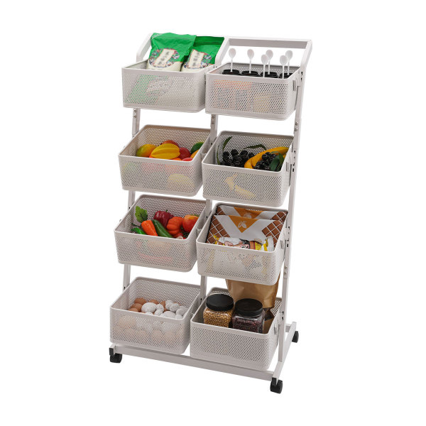 Four-deck Truck Wheeled Truck Utility Truck 4-tier Rolling Cart 60*40.5*110cm Used As A Tool Cart Service Cart Or Organizing Shelf In Offices White