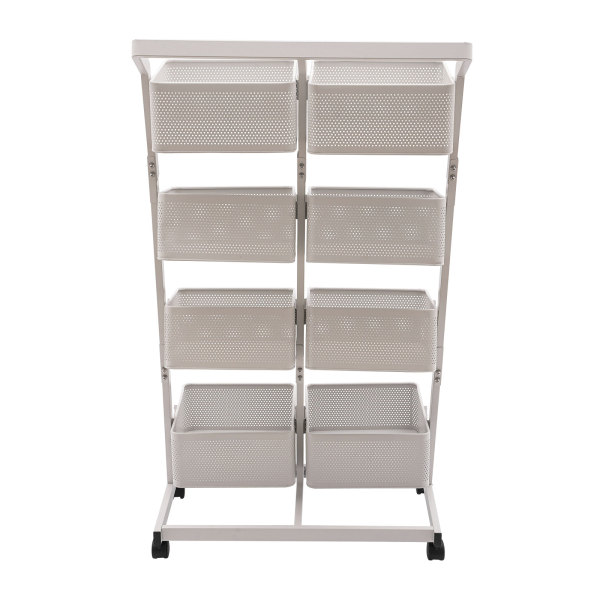 Four-deck Truck Wheeled Truck Utility Truck 4-tier Rolling Cart 60*40.5*110cm Used As A Tool Cart Service Cart Or Organizing Shelf In Offices White