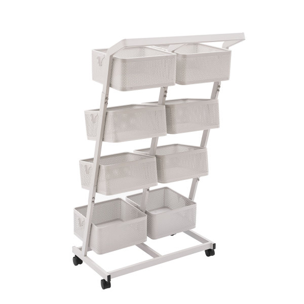 Four-deck Truck Wheeled Truck Utility Truck 4-tier Rolling Cart 60*40.5*110cm Used As A Tool Cart Service Cart Or Organizing Shelf In Offices White