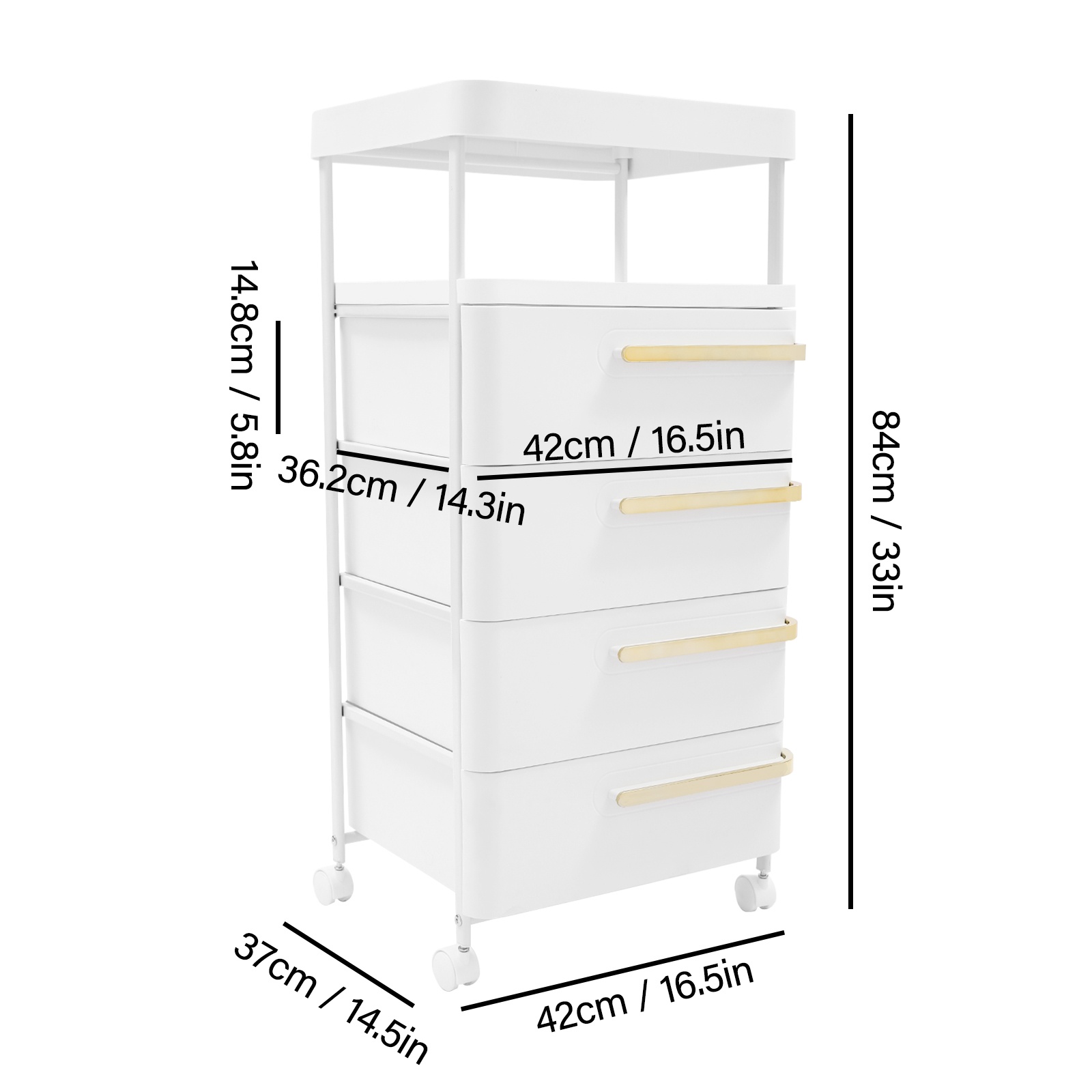 CNCEST 4 Drawers Vertical Nightstand Mobile Nightstand Filing Cabinet Nightstand