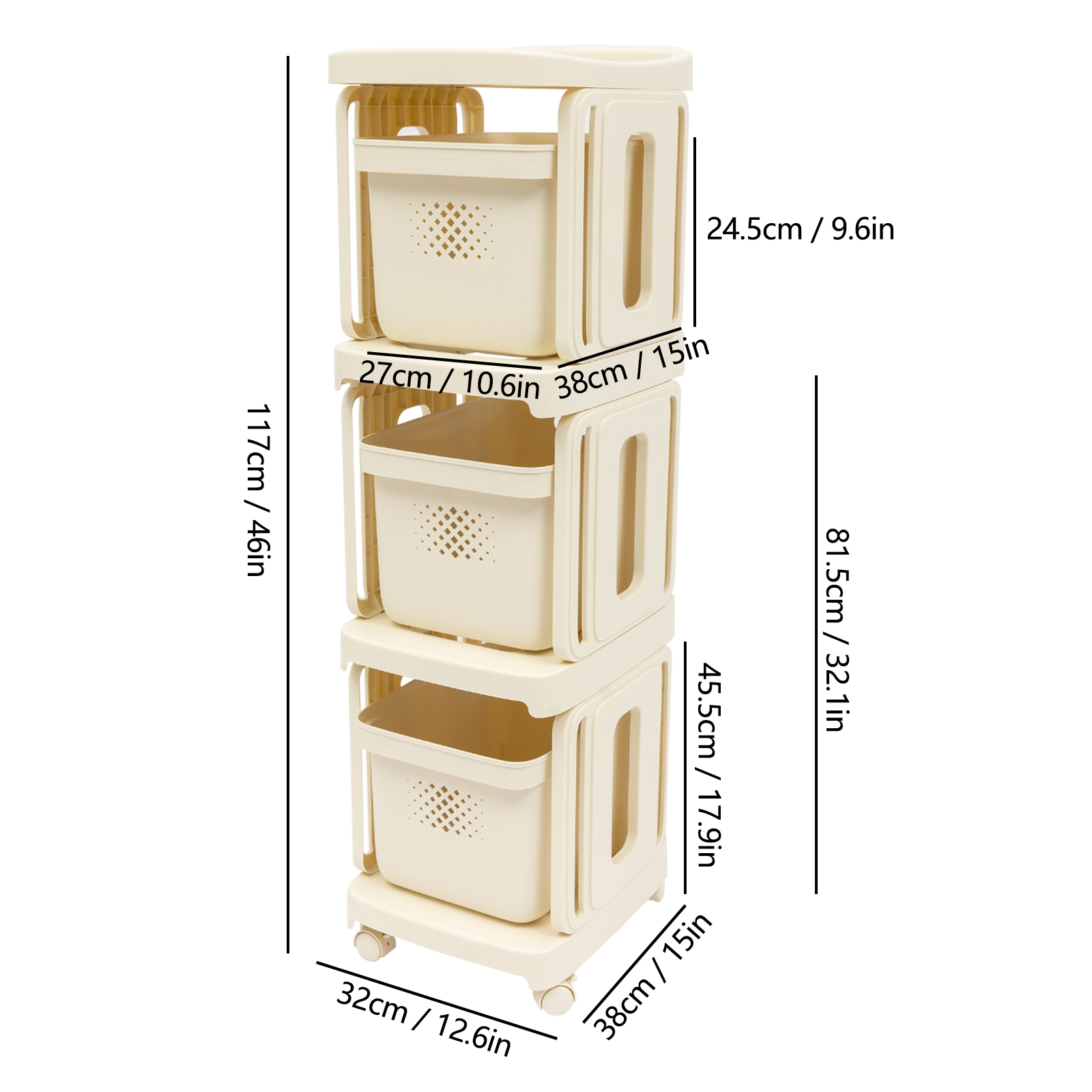 Office Trolley, Rolling Storage Cart, Plastic Rolling Storage Cart, 38*32*117cm, Cream White Office Trolley, Rolling Storage Cart, Plastic Rolling Storage Cart, 38*32*117cm, Cream White