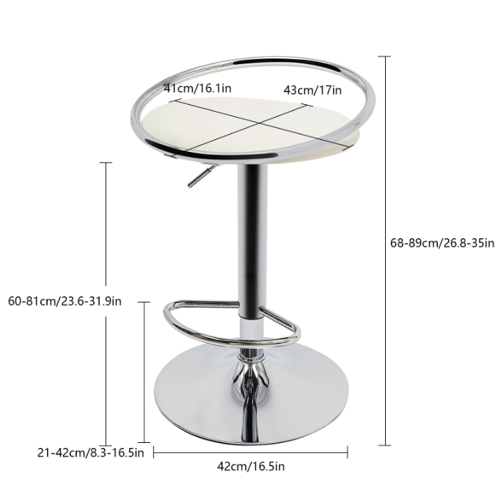 360° rotating lift bar chair, bar chair - white - silver feet, maximum load-bearing capacity 150kg 360° rotating lift bar chair, bar chair - white - silver feet, maximum load-bearing capacity 150kg
