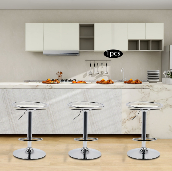 360° rotating lift bar chair, bar chair - white - silver feet, maximum load-bearing capacity 150kg 360° rotating lift bar chair, bar chair - white - silver feet, maximum load-bearing capacity 150kg