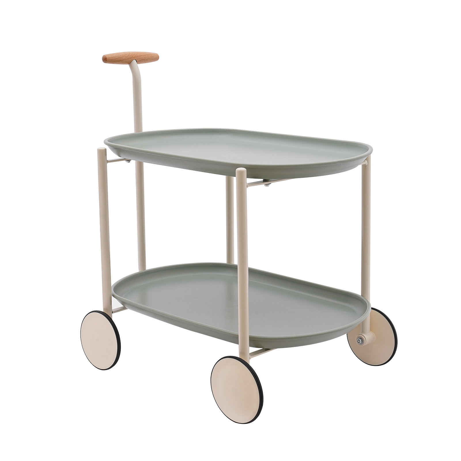 2 Tier Rolling Cart Storage Cart with Handle 5in Large Wheels Storage Organizer Cart for Offices Bathrooms Green Color