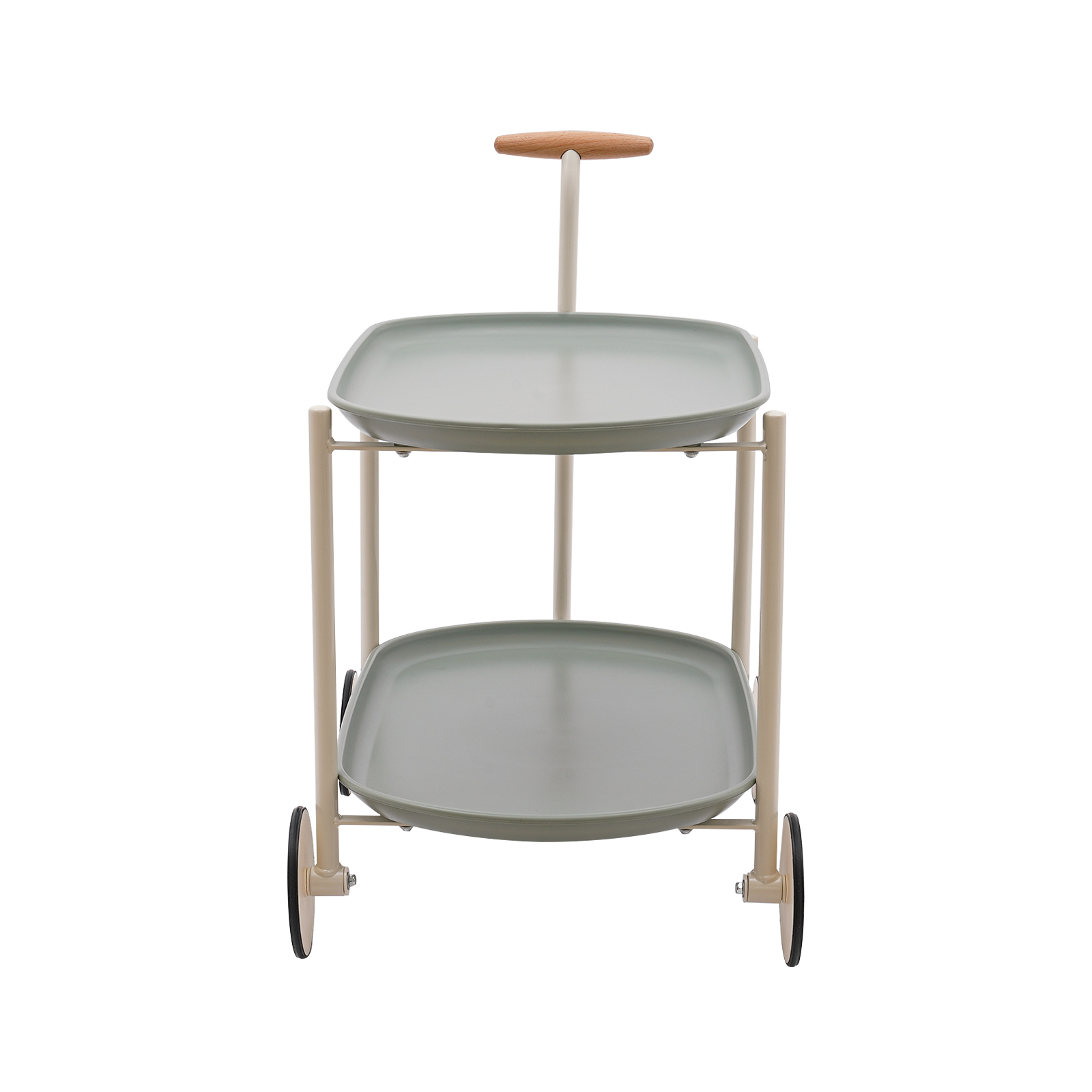 2 Tier Rolling Cart Storage Cart with Handle 5in Large Wheels Storage Organizer Cart for Offices Bathrooms Green Color