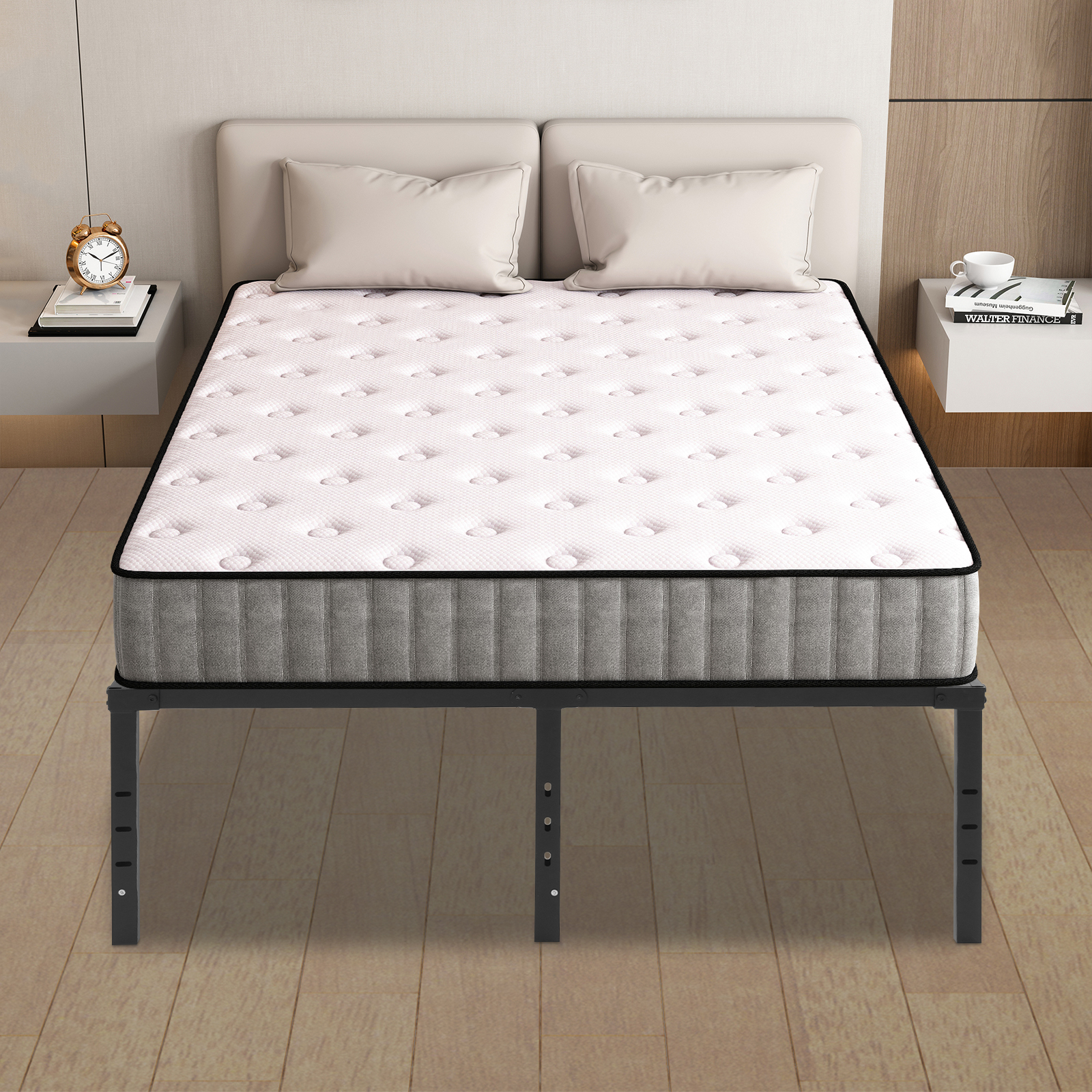 Platform Bed Frame, High Bed Frame, High Platform Bed Frame for Bedrooms, Guest Rooms, Dormitories - FULL Double Folding Model Platform Bed Frame, High Bed Frame, High Platform Bed Frame for Bedrooms, Guest Rooms, Dormitories - FULL Double Folding Model