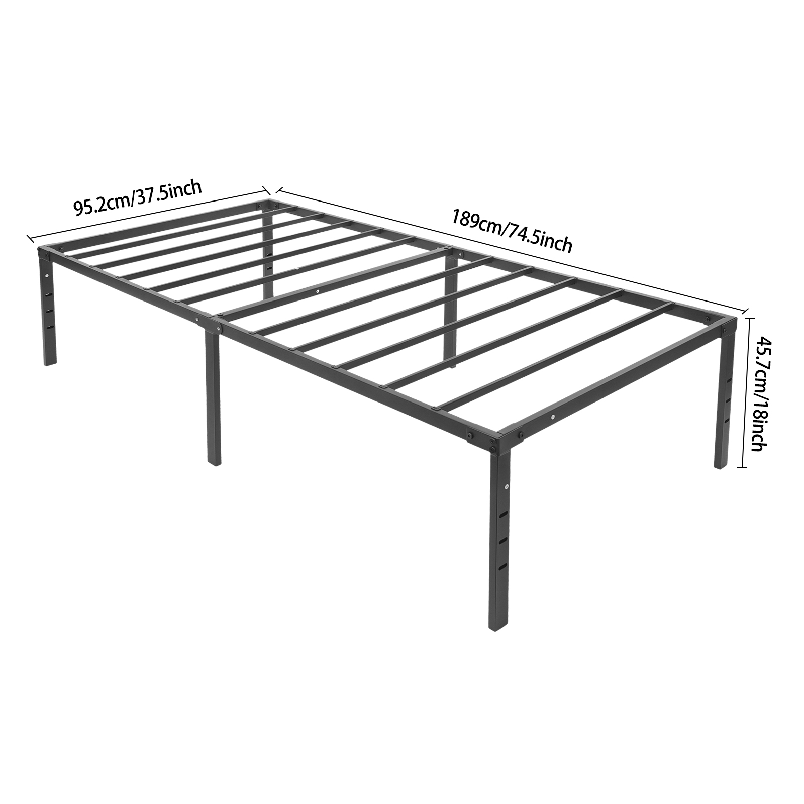 Platform Bed Frame, High Bed Frame, High Platform Bed Frame for Bedrooms, Guest Rooms, Dormitories - TWIN Single Model