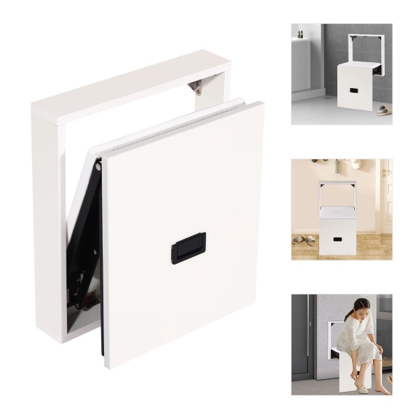 Foldable Wall Stool, Shoe Changing Stool, Ultra Thin Folding Chair - White Foldable Wall Stool, Shoe Changing Stool, Ultra Thin Folding Chair - White