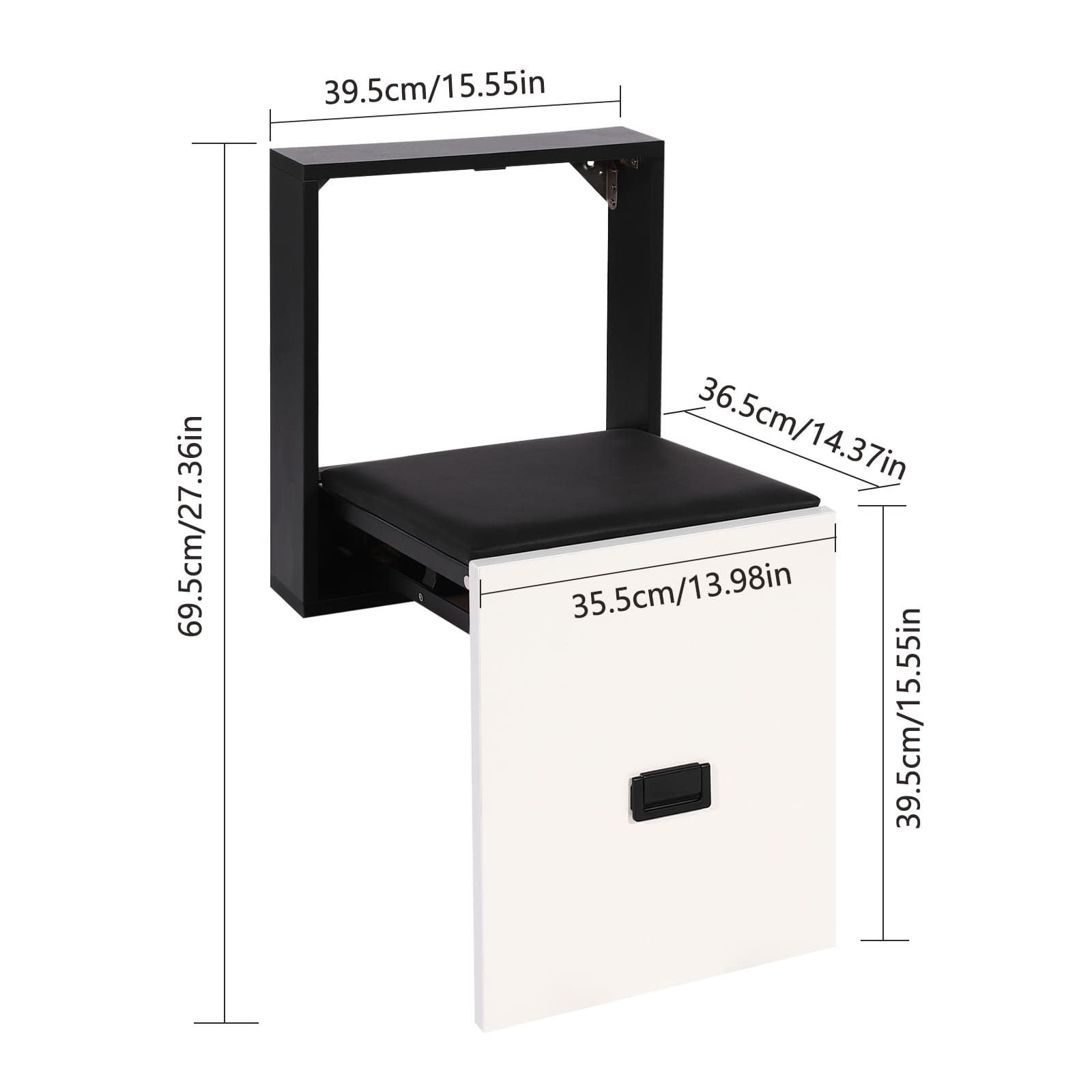 Foldable Wall Stool, Shoe Changing Stool, Ultra Thin Folding Chair - Black and White Foldable Wall Stool, Shoe Changing Stool, Ultra Thin Folding Chair - Black and White