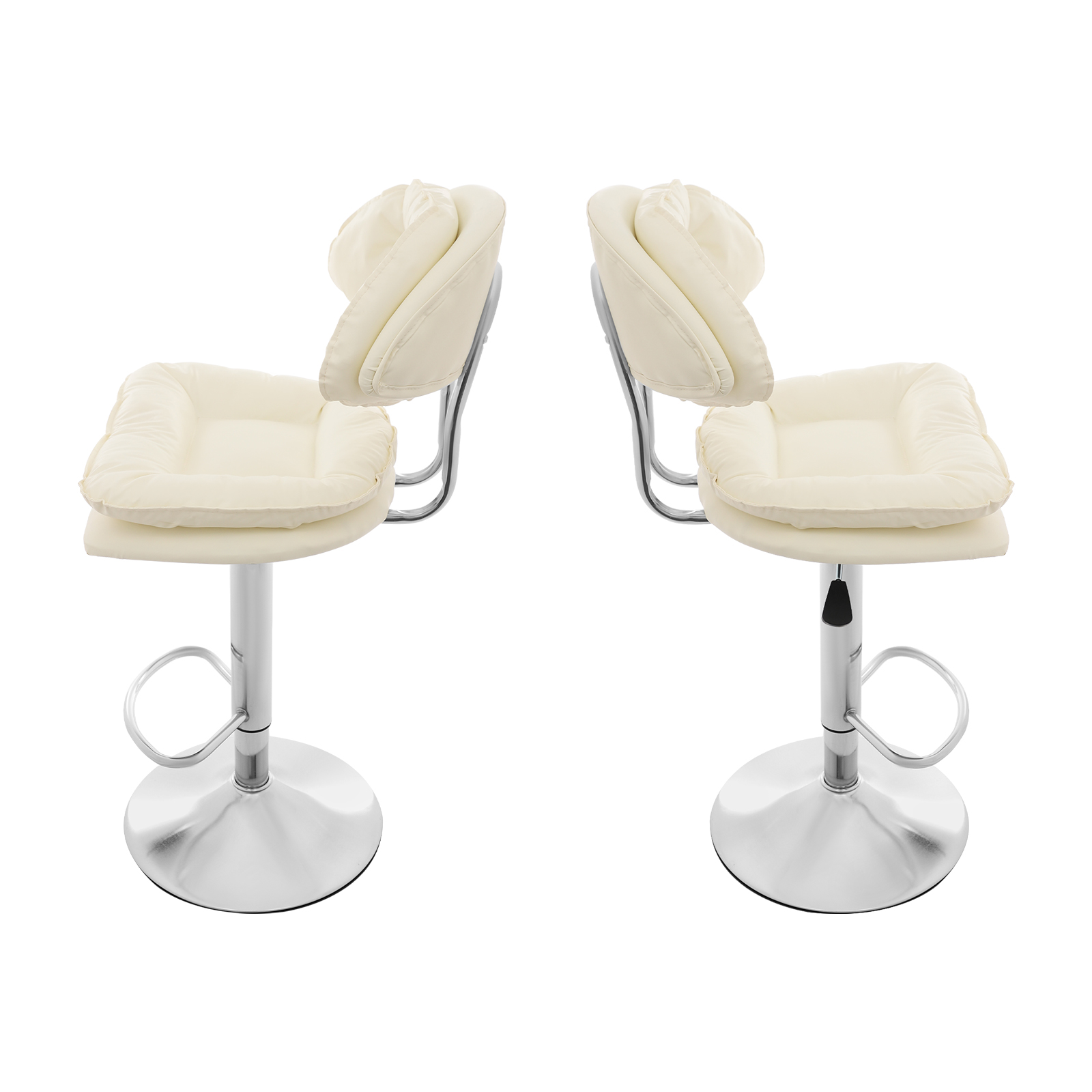 2PCS Liftable Backrest Bar Stool-Tall with Footrest-White Height Adjustable Bar Stool, 360° Rotatable Chair, 2 Pcs Bar Stools for Dining Room