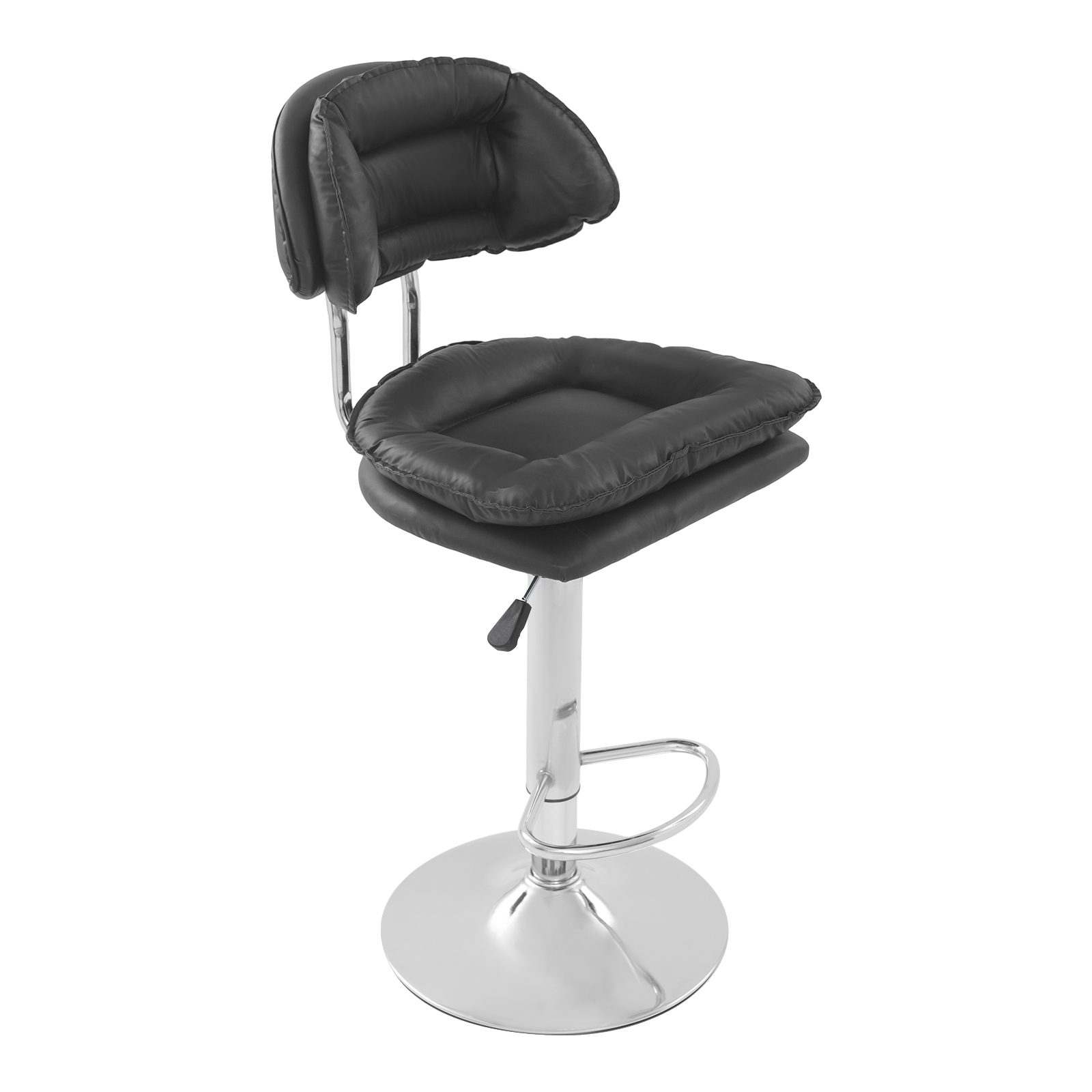 Bar stool with adjustable backrest - high style with footrest - 2pcs black