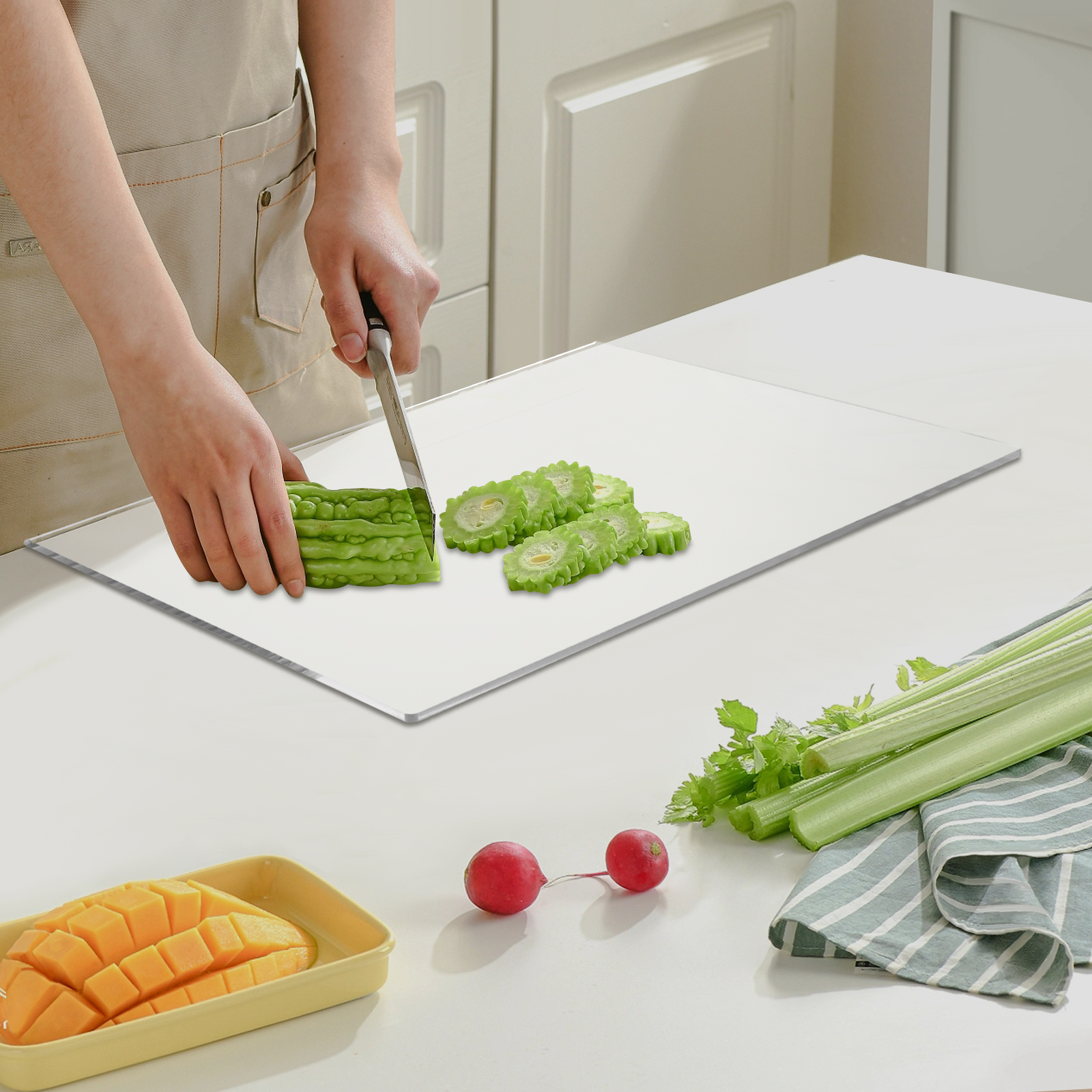 2pcs Acrylic Kitchen Cutting Board, Transparent Cutting Board, Transparent Countertop Board, 60.96*45.72 cm